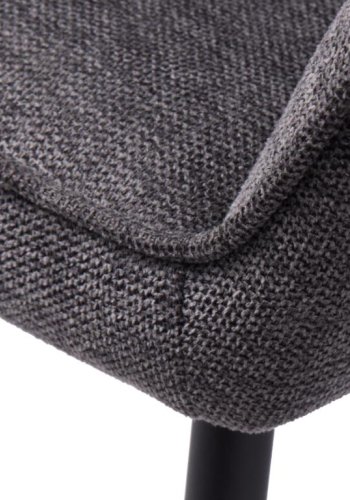 Nolan spisebordsstol, firkantet, m. armln - mrkegr polyester og sort metal