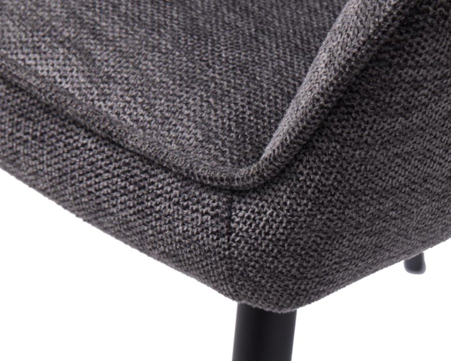 Nolan spisebordsstol, firkantet, m. armln - mrkegr polyester og sort metal