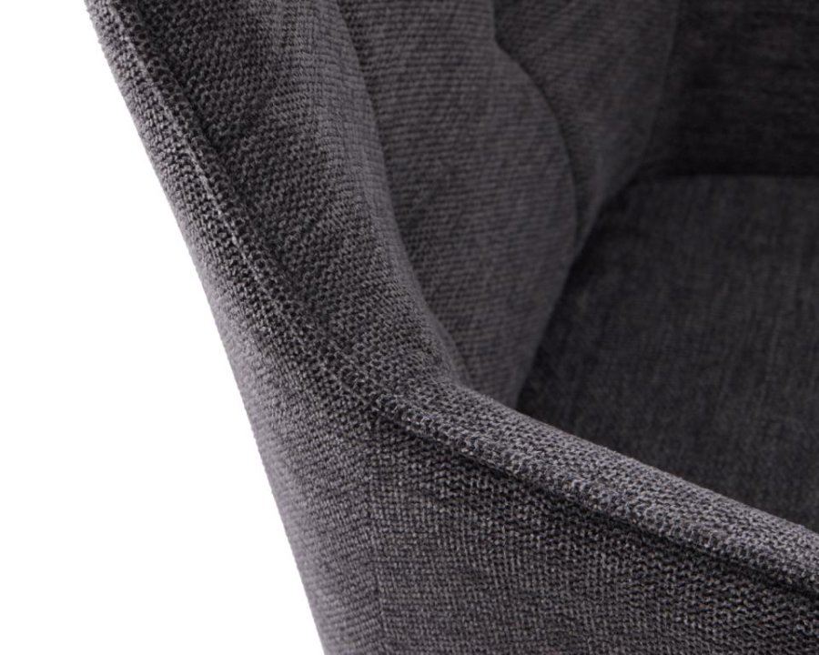 Nolan spisebordsstol, firkantet, m. armln - mrkegr polyester og sort metal