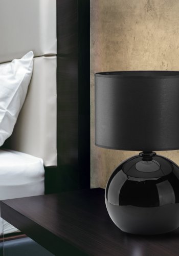 TK Palla bordlampe - sort stof og sort glas