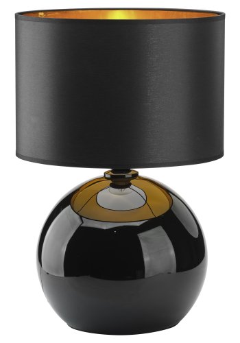 TK Palla bordlampe - guld, sort stof og sort glas