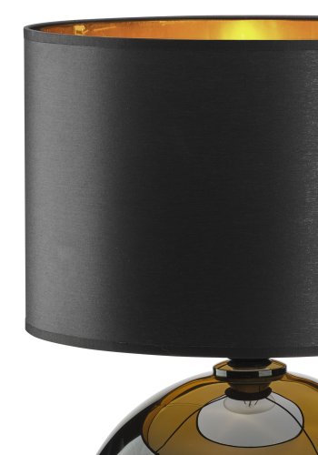 TK Palla bordlampe - guld, sort stof og sort glas
