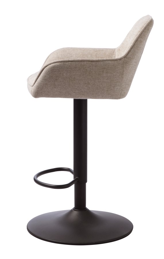 Nolan barstol, stribe, m. rygln, armln og fodsttte - sand polyester og sort metal