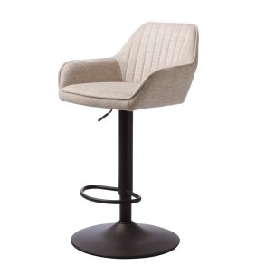 Nolan barstol, stribe, m. rygln, armln og fodsttte - sand polyester og sort metal