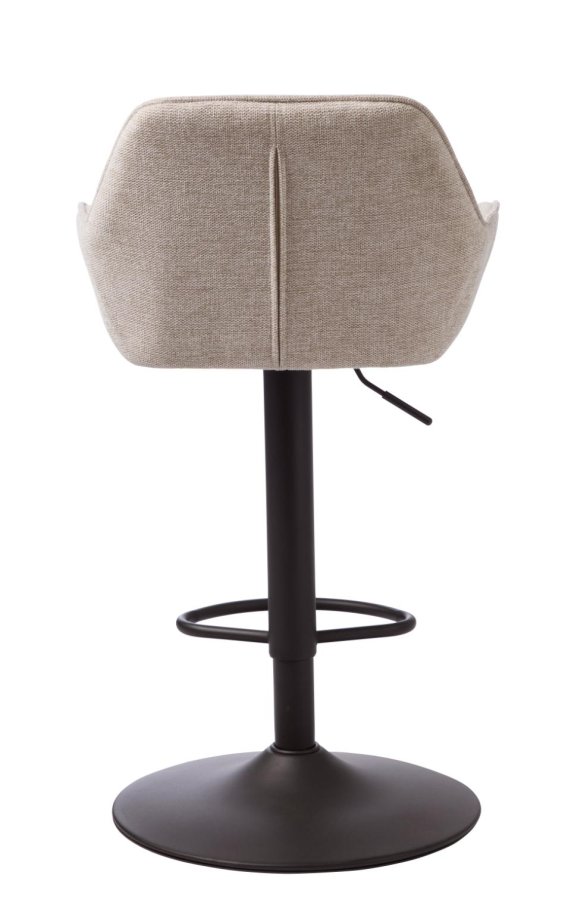 Nolan barstol, stribe, m. rygln, armln og fodsttte - sand polyester og sort metal