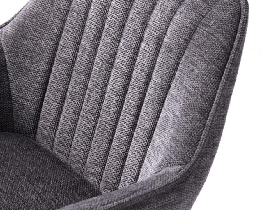 Nolan barstol, stribe, m. rygln, armln og fodsttte - mrkegr polyester og sort metal