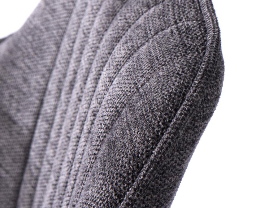 Nolan barstol, stribe, m. rygln, armln og fodsttte - mrkegr polyester og sort metal