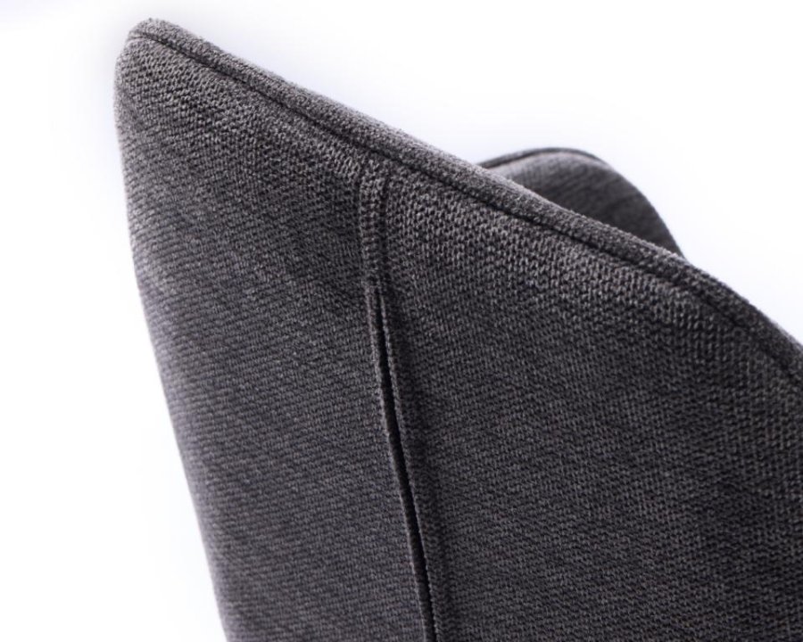 Nolan barstol, stribe, m. rygln, armln og fodsttte - mrkegr polyester og sort metal