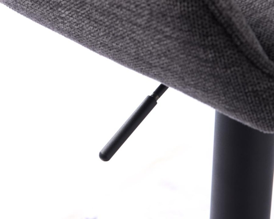 Nolan barstol, stribe, m. rygln, armln og fodsttte - mrkegr polyester og sort metal