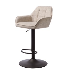 Nolan barstol, firkantet, m. rygln, armln og fodsttte - sand polyester og sort metal