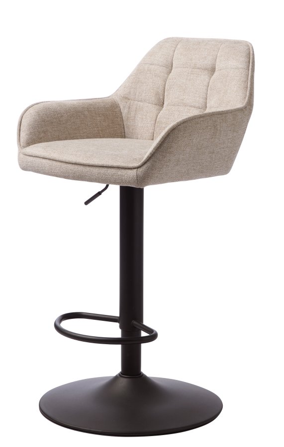 Nolan barstol, firkantet, m. rygln, armln og fodsttte - sand polyester og sort metal