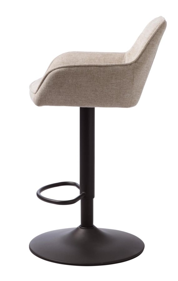 Nolan barstol, firkantet, m. rygln, armln og fodsttte - sand polyester og sort metal