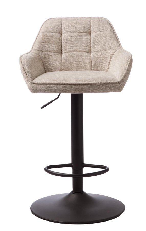 Nolan barstol, firkantet, m. rygln, armln og fodsttte - sand polyester og sort metal