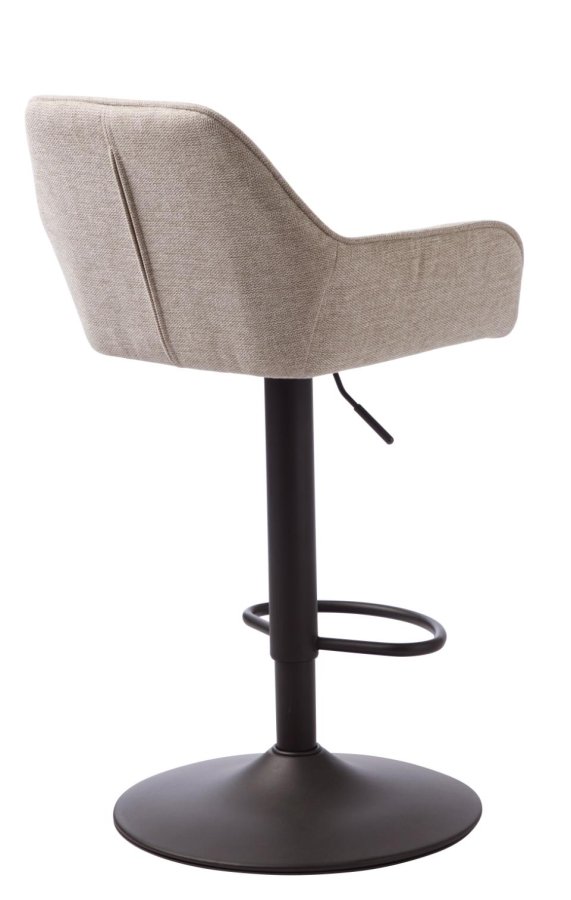 Nolan barstol, firkantet, m. rygln, armln og fodsttte - sand polyester og sort metal