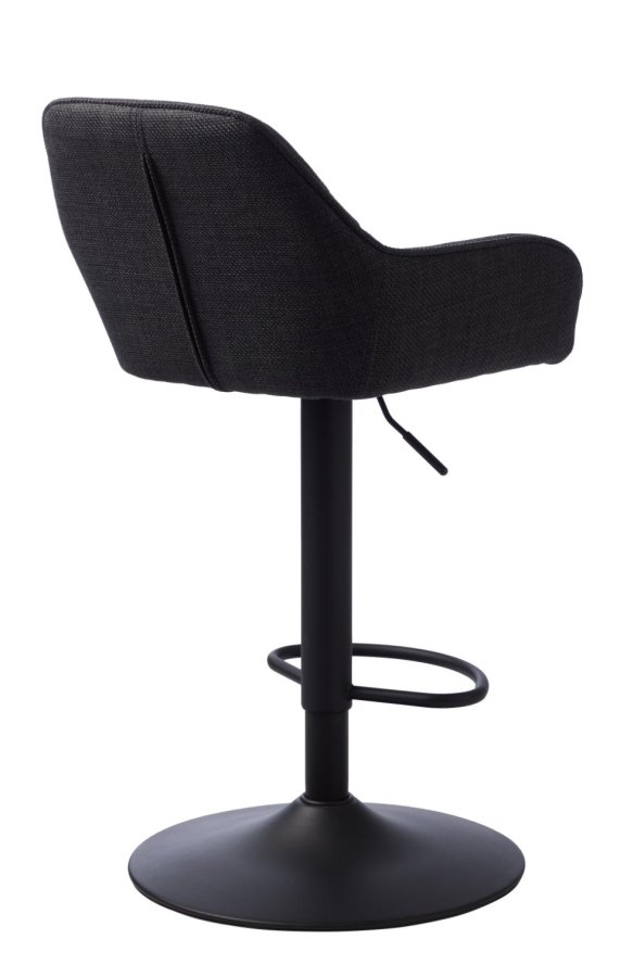 Nolan barstol, firkantet, m. rygln, armln og fodsttte - mrkegr polyester og sort metal