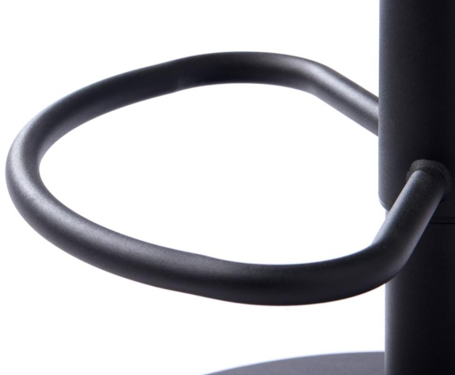 Nolan barstol, firkantet, m. rygln, armln og fodsttte - mrkegr polyester og sort metal