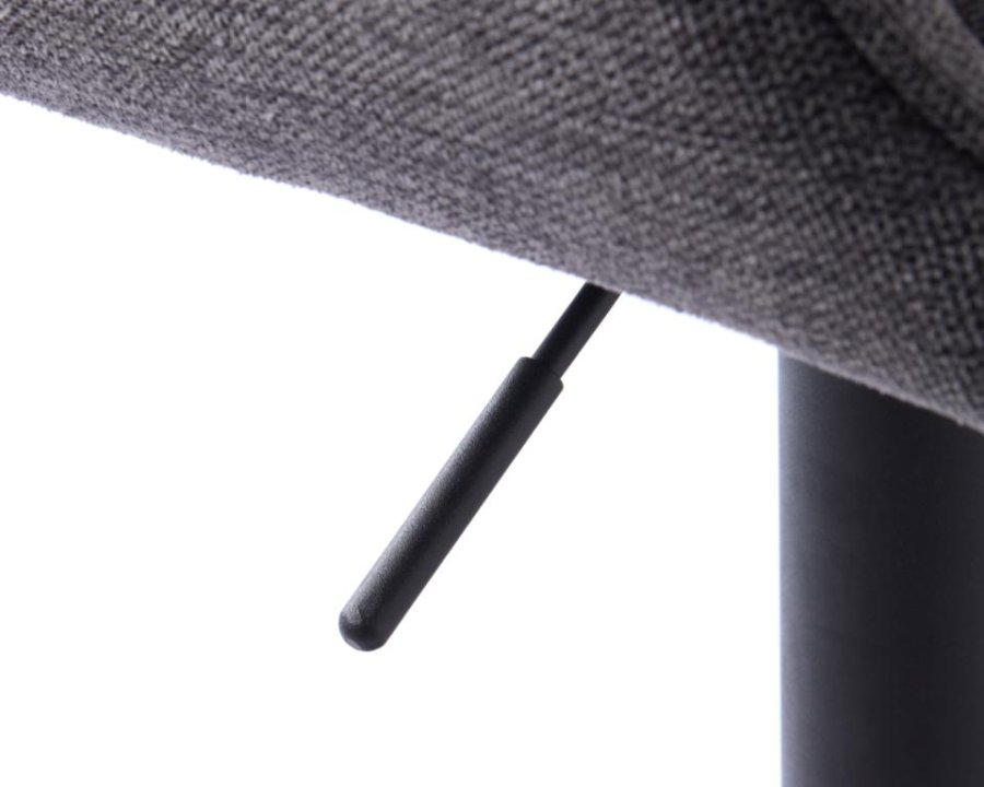 Nolan barstol, firkantet, m. rygln, armln og fodsttte - mrkegr polyester og sort metal