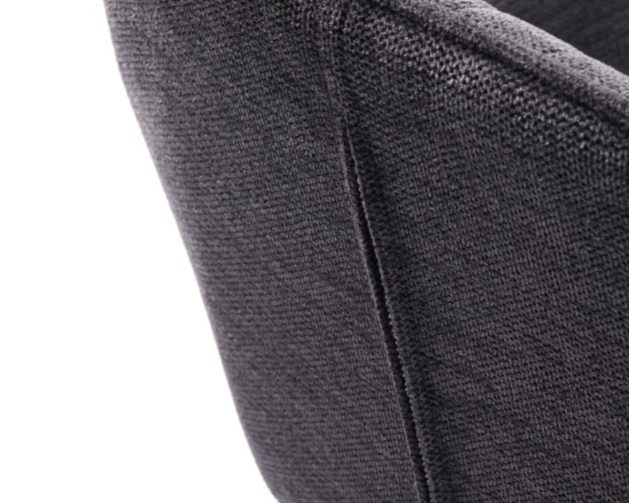 Nolan barstol, firkantet, m. rygln, armln og fodsttte - mrkegr polyester og sort metal