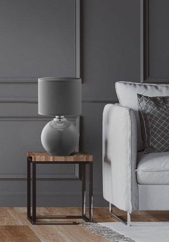 TK Palla bordlampe, Lille - grt stof og grt glas