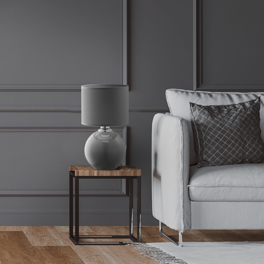 TK Palla bordlampe, Lille - grt stof og grt glas