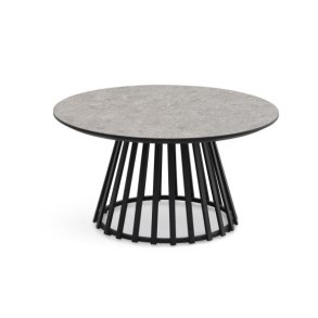 Samos sofabord, rund - beige terrazzo HPL og sort metal (80)