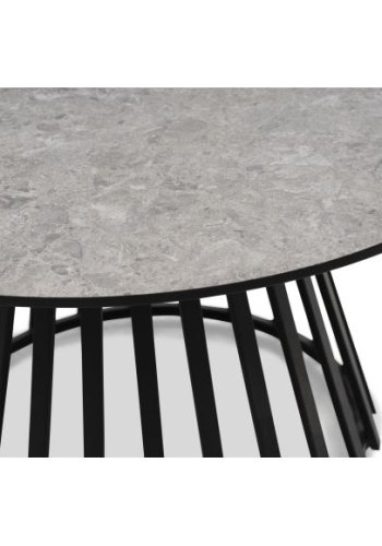 Samos sofabord, rund - beige terrazzo HPL og sort metal (80)