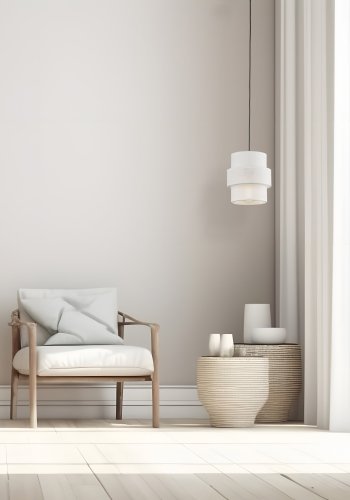 TK Calisto loftlampe - hvid stof og sort metal