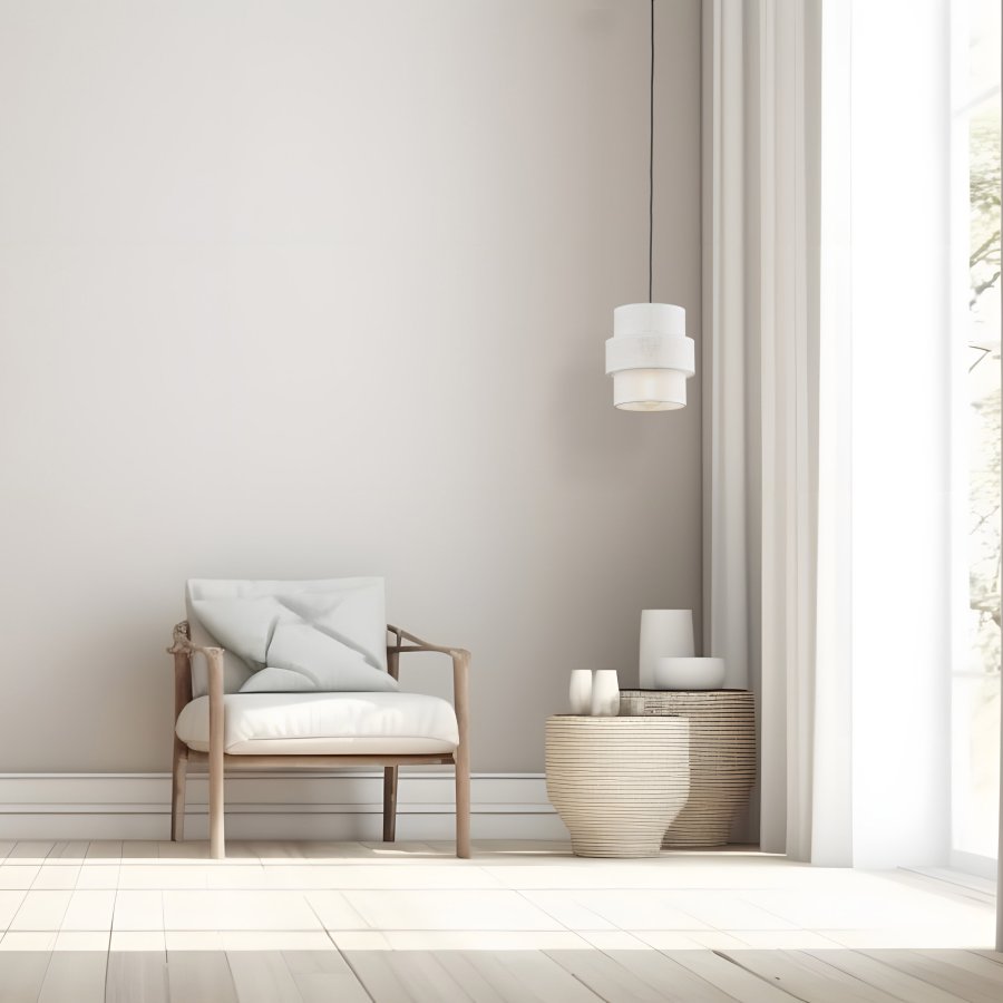 TK Calisto loftlampe - hvid stof og sort metal