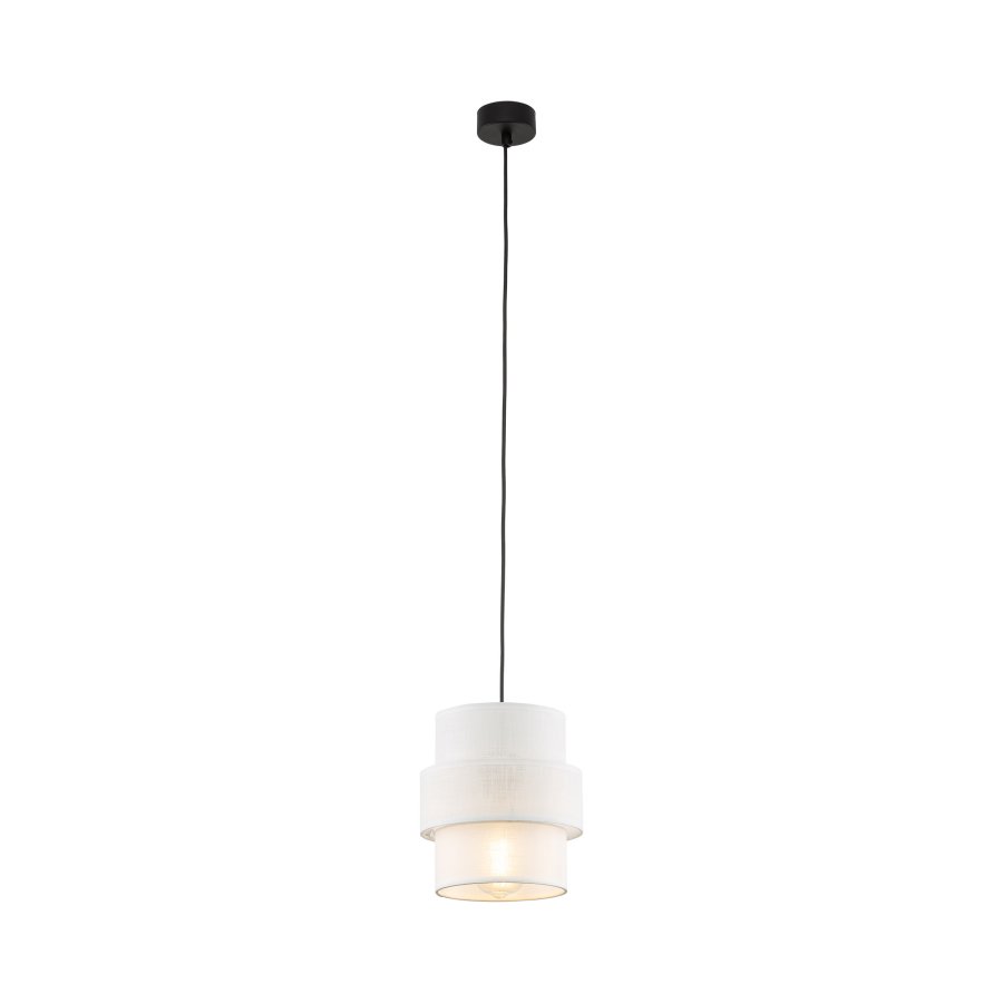 TK Calisto loftlampe - hvid stof og sort metal