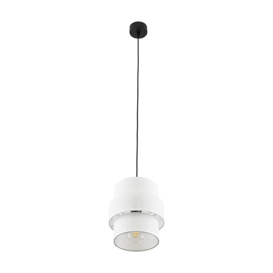 TK Calisto loftlampe - hvid stof og sort metal