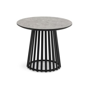 Samos sofabord, rund - beige terrazzo HPL og sort metal (60)