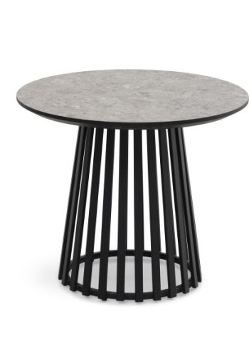 Samos sofabord, rund - beige terrazzo HPL og sort metal (60)