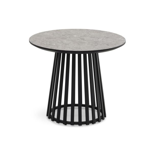 Samos sofabord, rund - beige terrazzo HPL og sort metal (60)