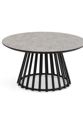 Samos sofabord, rund - beige terrazzo HPL og sort metal (60, 80) (st med 2)