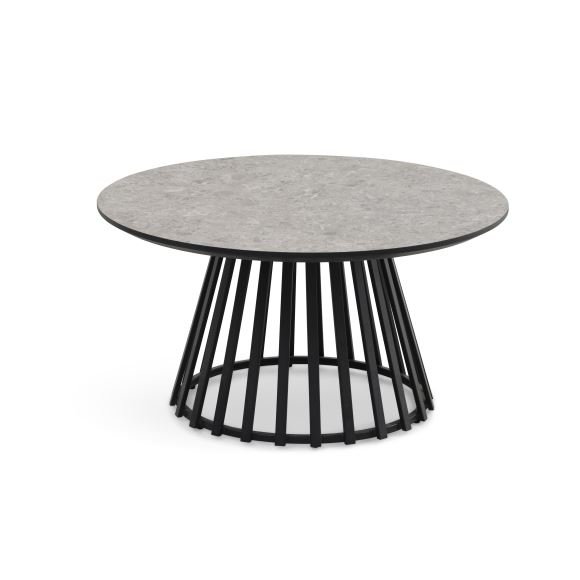 Samos sofabord, rund - beige terrazzo HPL og sort metal (60, 80) (st med 2)