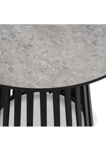 Samos sofabord, rund - beige terrazzo HPL og sort metal (60, 80) (st med 2)