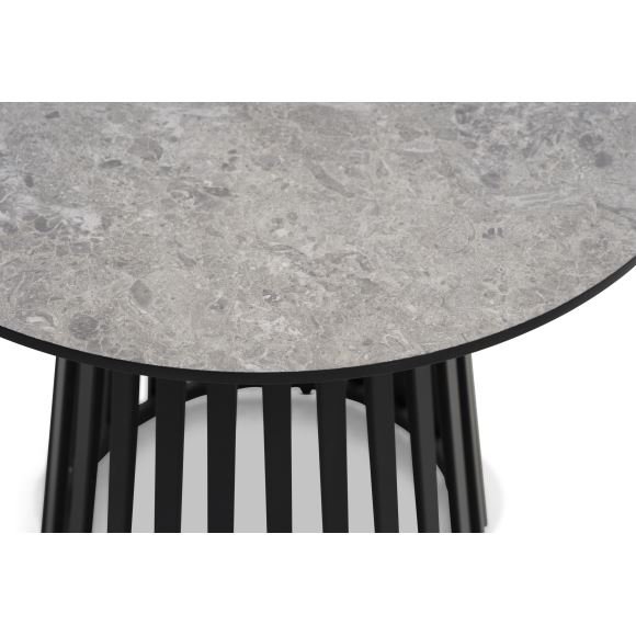 Samos sofabord, rund - beige terrazzo HPL og sort metal (60, 80) (st med 2)