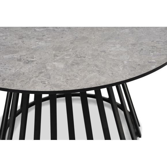 Samos sofabord, rund - beige terrazzo HPL og sort metal (60, 80) (st med 2)