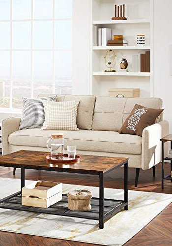 VASAGLE sidebord, m. 2 justerbare mesh-hylder - rustik brun spnplade og sort stl (st med 2)