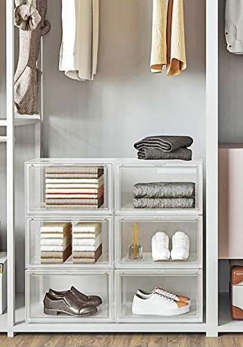 SONGMICS skoske, stabelbar, til UK strrelse 11 - klar plast (st med 3)