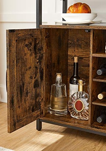 VASAGLE sknk, m. 1 bent rum, 2 lger, 9 rum til vin - rustik brun spnplade og sort stl