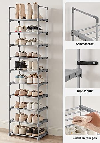 SONGMICS skohylde, m. 10 hylder - gr stl