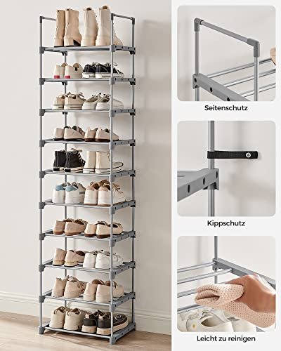 SONGMICS skohylde, m. 10 hylder - gr stl