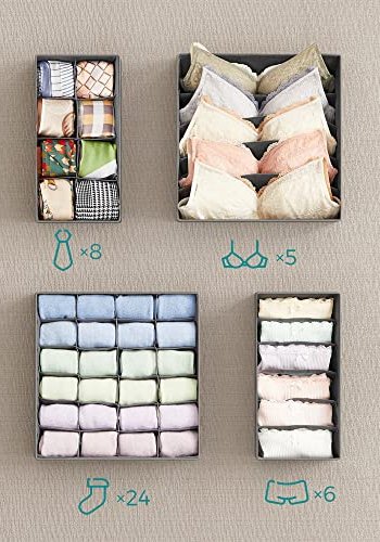 SONGMICS boks til kldeskab, til undertj, sokker, slips, trklder, foldbar - gr stof (st med 8)