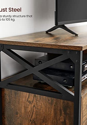 VASAGLE TV-bord, m. 3 bne rum og 3 skuffer - rustik brun spnplade og sort stl (147x40)