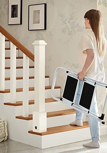 Songmics trappestige, m. 2 trin, foldbar, sikkerhedslsemekanisme - hvid stl