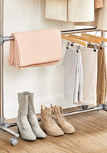 SONGMICS tjstativ, hjdejusterbar, m. 2 bjlestnger og hjul - gr rustfrit stl