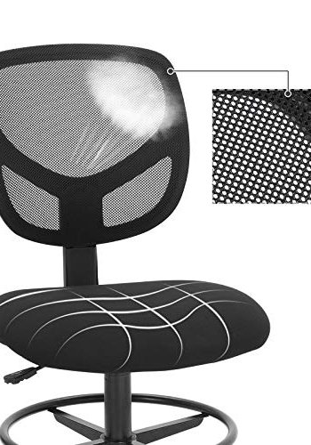 SONGMICS kontorstol, m. 360 graders drejning, justerbar fodsttte, hjdejusterbar, hjul - mesh stof