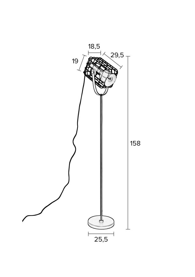 WHITE LABEL LIVING Cage gulvlampe - hvid aluminium