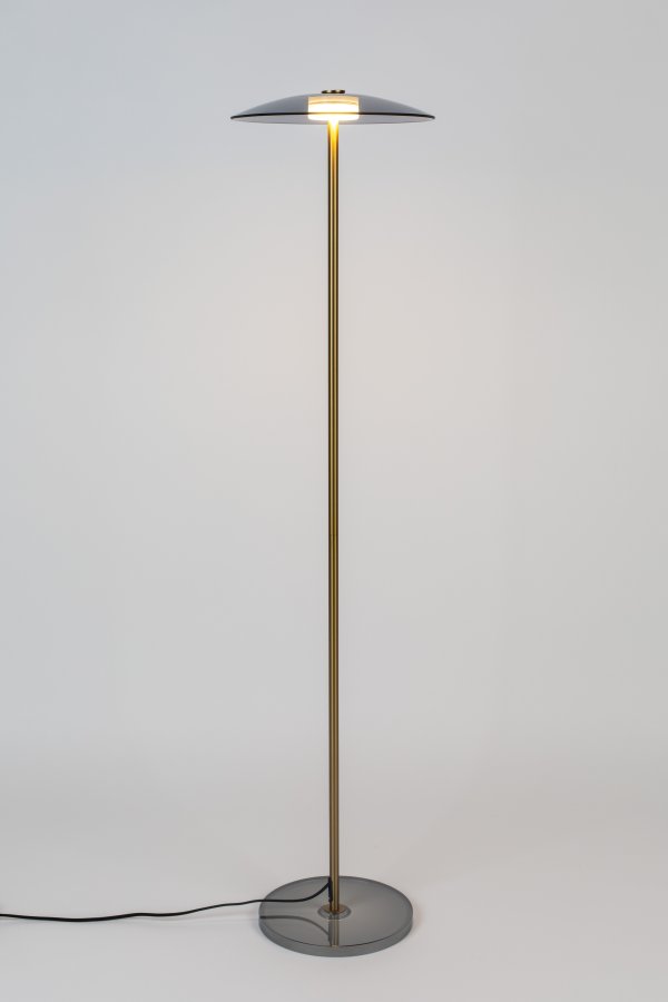ZUIVER Float gulvlampe - glas og guld jern